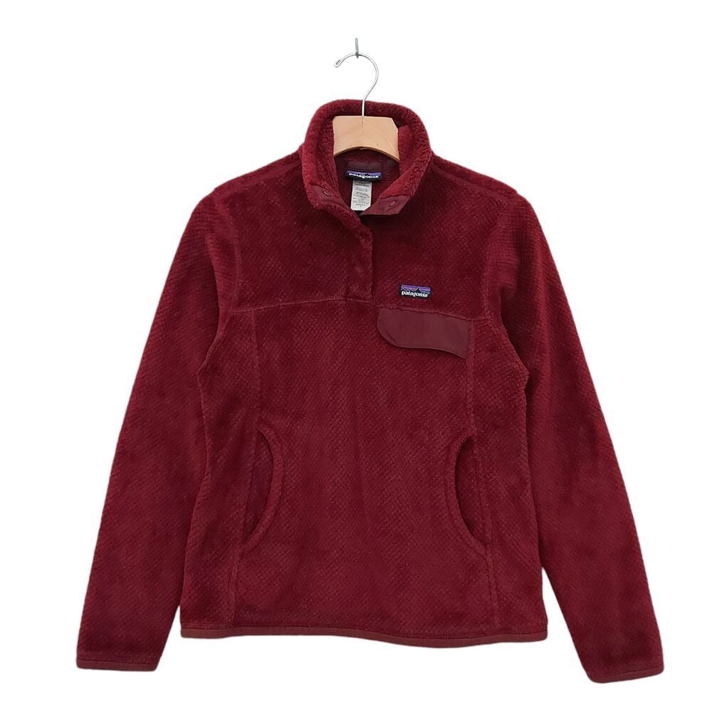 Patagonia Re-Tool Half-Snap Pullover Womens Small Maroon Cozy Outdoor Hiking